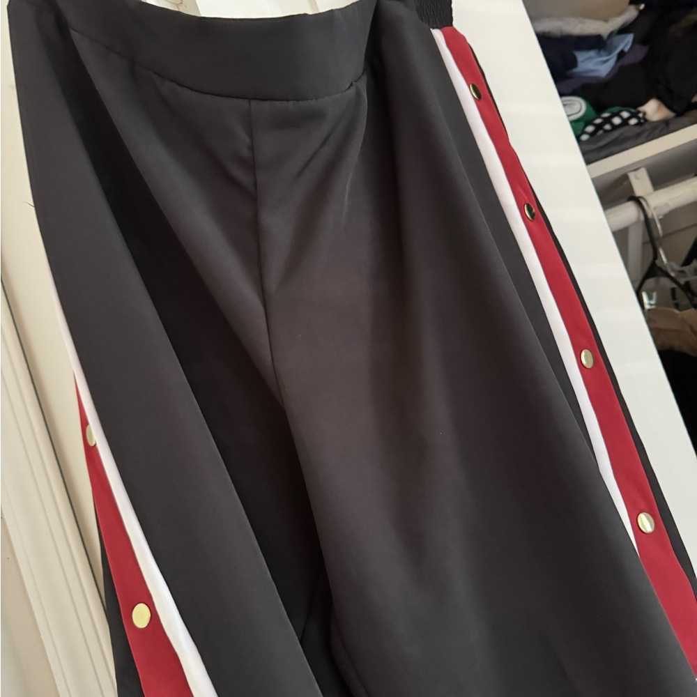 Black and Red Snap Button Pants